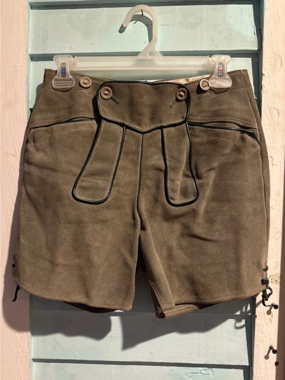 Grey Oktoberfest Lederhosen Shorts
